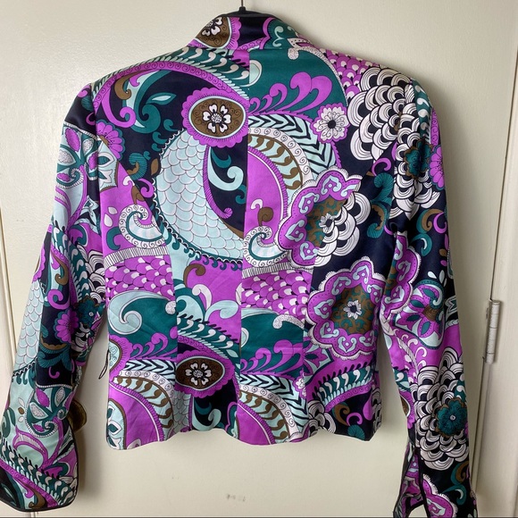 Whimsical purple vintage silk jacket - Picture 5 of 9